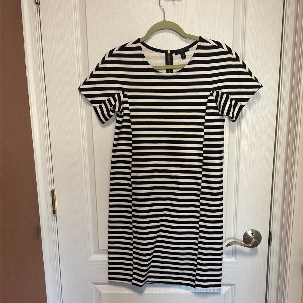 J. Crew Black and White Striped Dress
